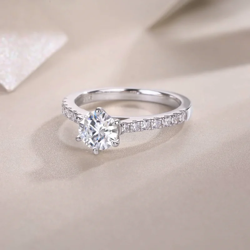 1-5 Carat (ctw) White Gold Round Cut LAB GROWN Diamond Side Stone Engagement Rings 925 Sterling Silver MYR13177-6.5 - Image 4