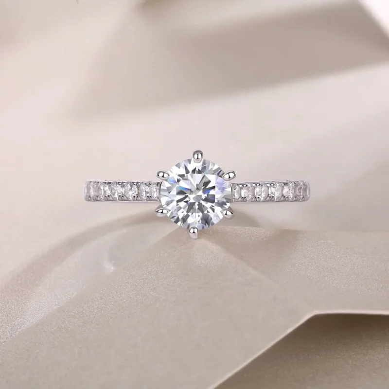 1-5 Carat (ctw) White Gold Round Cut LAB GROWN Diamond Side Stone Engagement Rings 925 Sterling Silver MYR13177-6.5 - Image 3