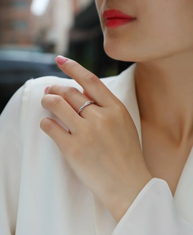 Arrive High White Gold over Sterling Silver Round White Natural Diamond Wedding Band Ring Quality Rings MYR13470 - Image 5