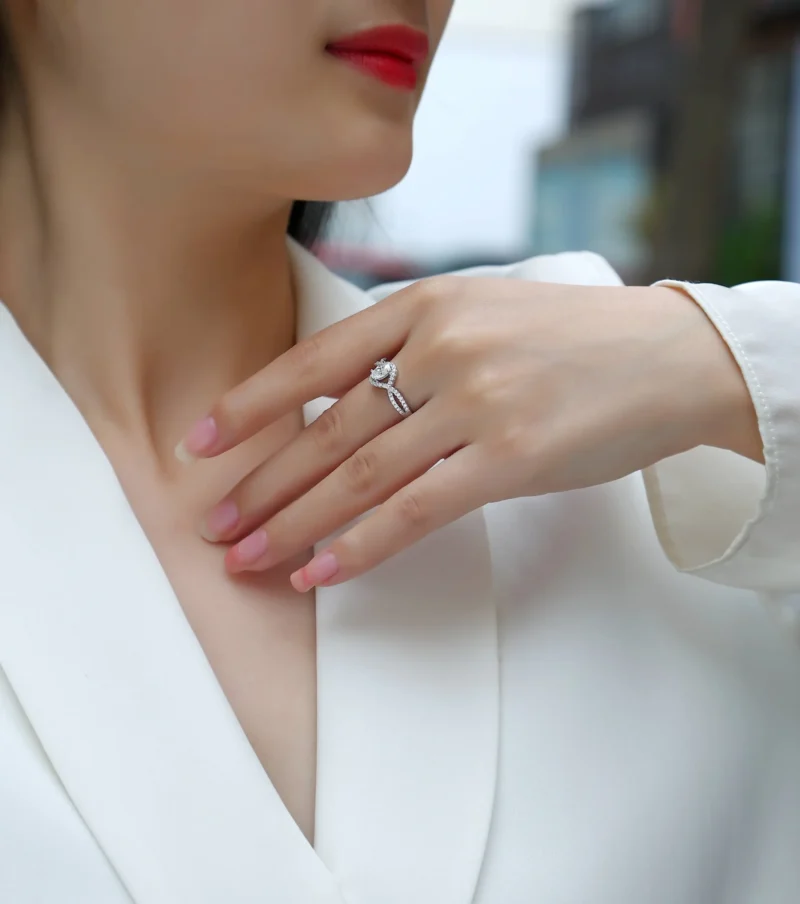 925 Sterling Silver 5.5 Carat Lab Grown Diamond Twisting Curving Pear Cut Diamond Engagement Ring Women Wedding Engagement Rings MYR13418 - Image 8