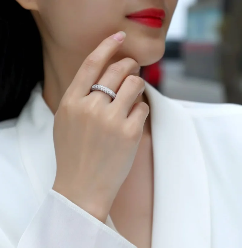 925 Silver Ring Round Shape White Eternity Anniversary Band Ring in 14k Solid Gold Jewelry Iced Out MYR13409 - Image 8