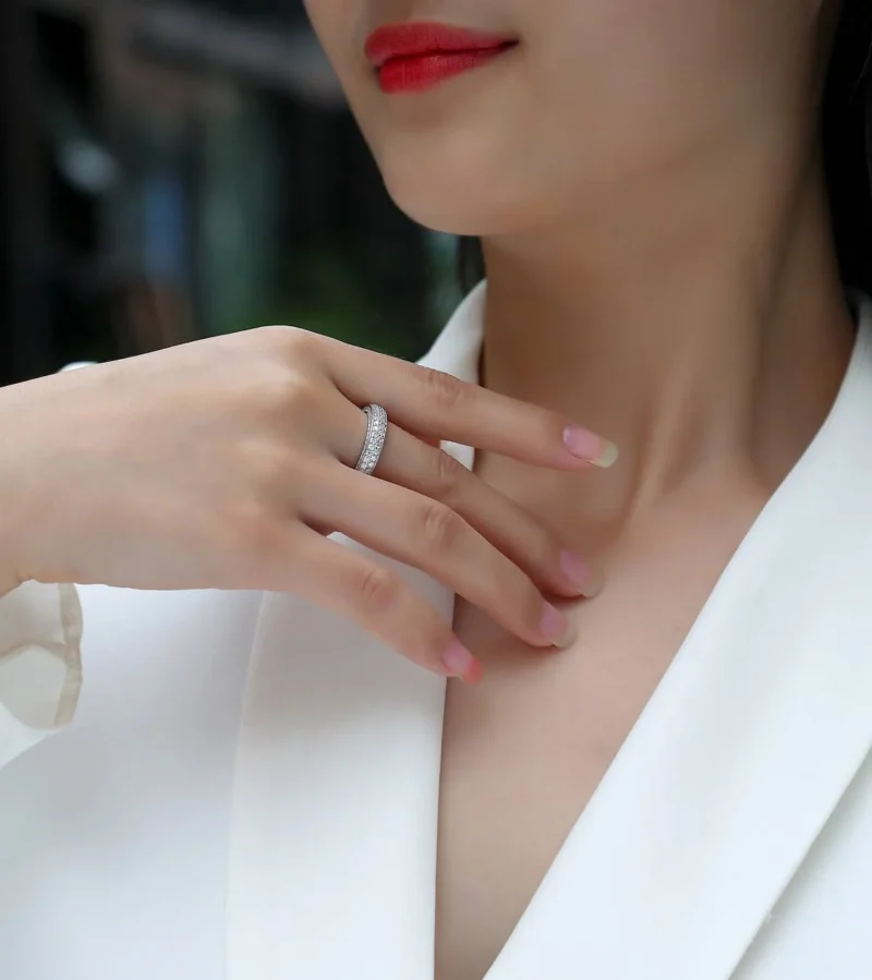 925 Silver Ring Round Shape White Eternity Anniversary Band Ring in 14k Solid Gold Jewelry Iced Out MYR13409 - Image 7
