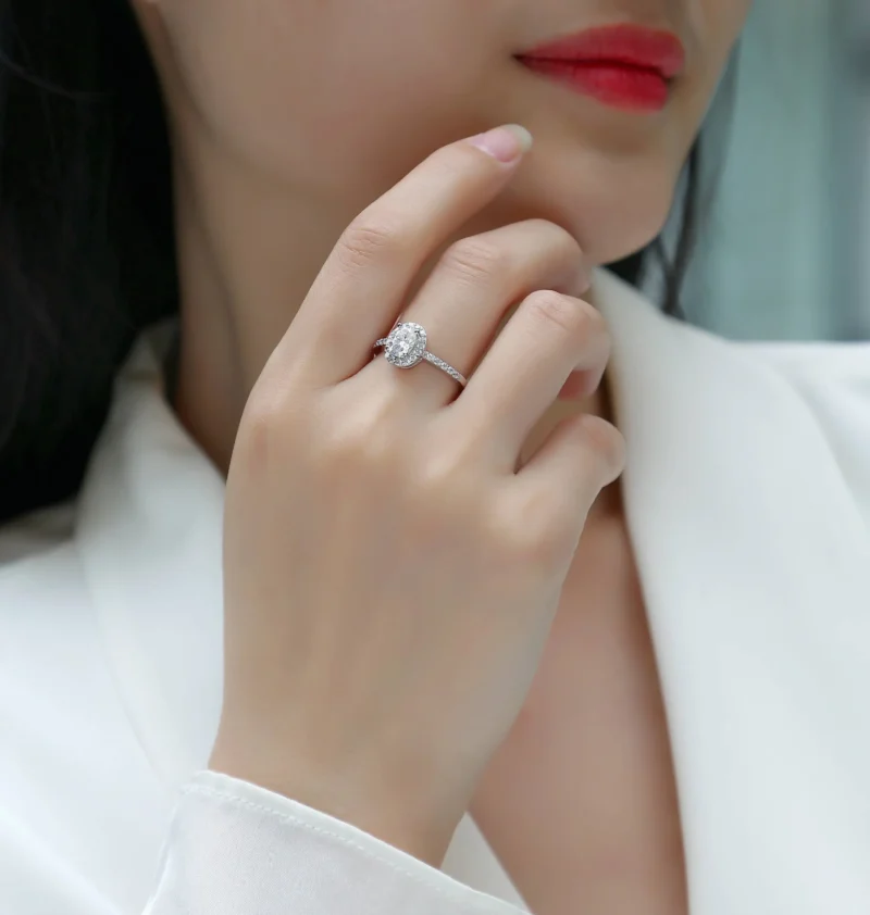 Oval Gemstone Diamond Co Oval Shape Halo 925 Sterling Silver Ring Design Diamond S925 Silver Ring MYR13340 - Image 8