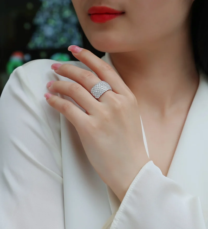 S925 Sterling Silver Shiny Full Diamond Engagement Ring Luxury Fashion Jewelry Eternal Diamond Surface Silver Ring MYR13688 - Image 8