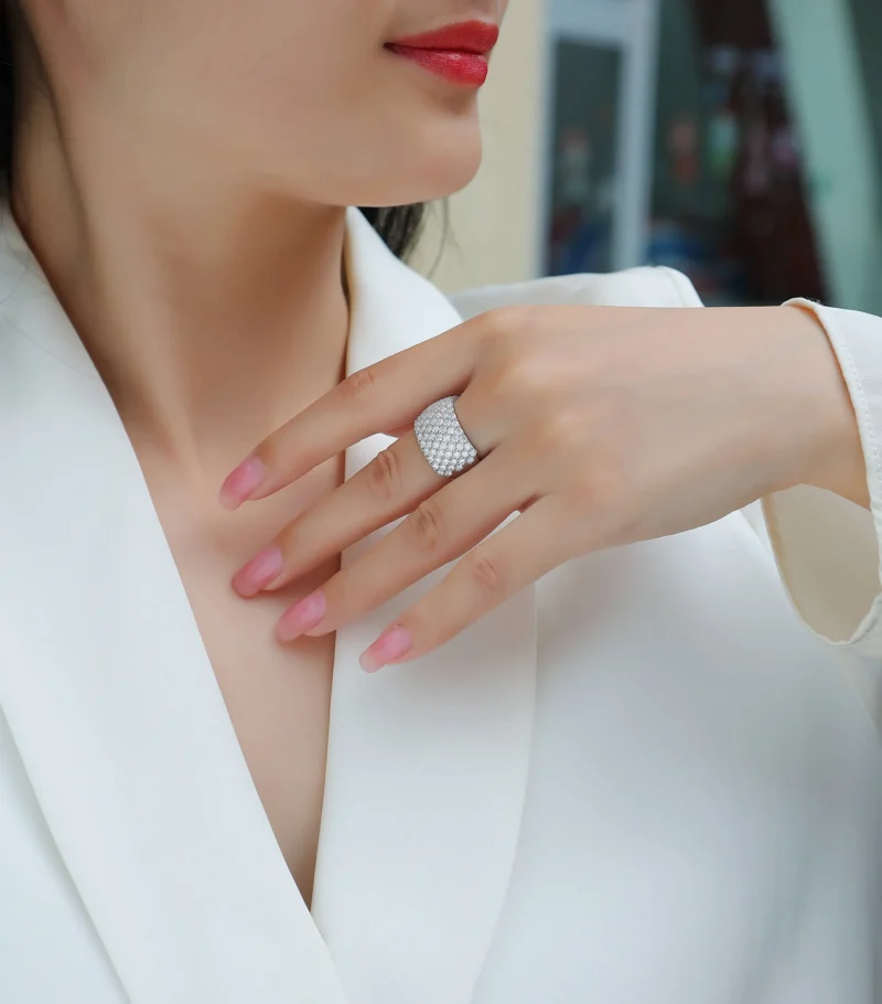 S925 Sterling Silver Shiny Full Diamond Engagement Ring Luxury Fashion Jewelry Eternal Diamond Surface Silver Ring MYR13688 - Image 7