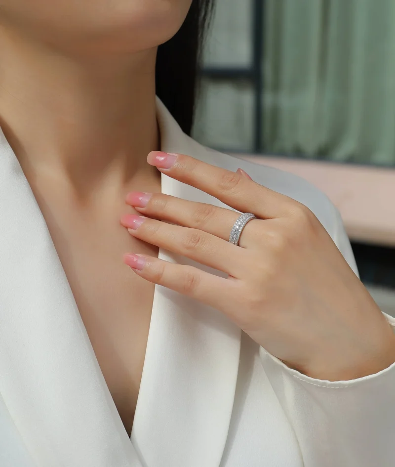 New Design Jewelry Ladies Brilliant Cut Diamond Eternity Wedding Band In Platinum 925 Sterling Silver Ring MYR13251 - Image 3