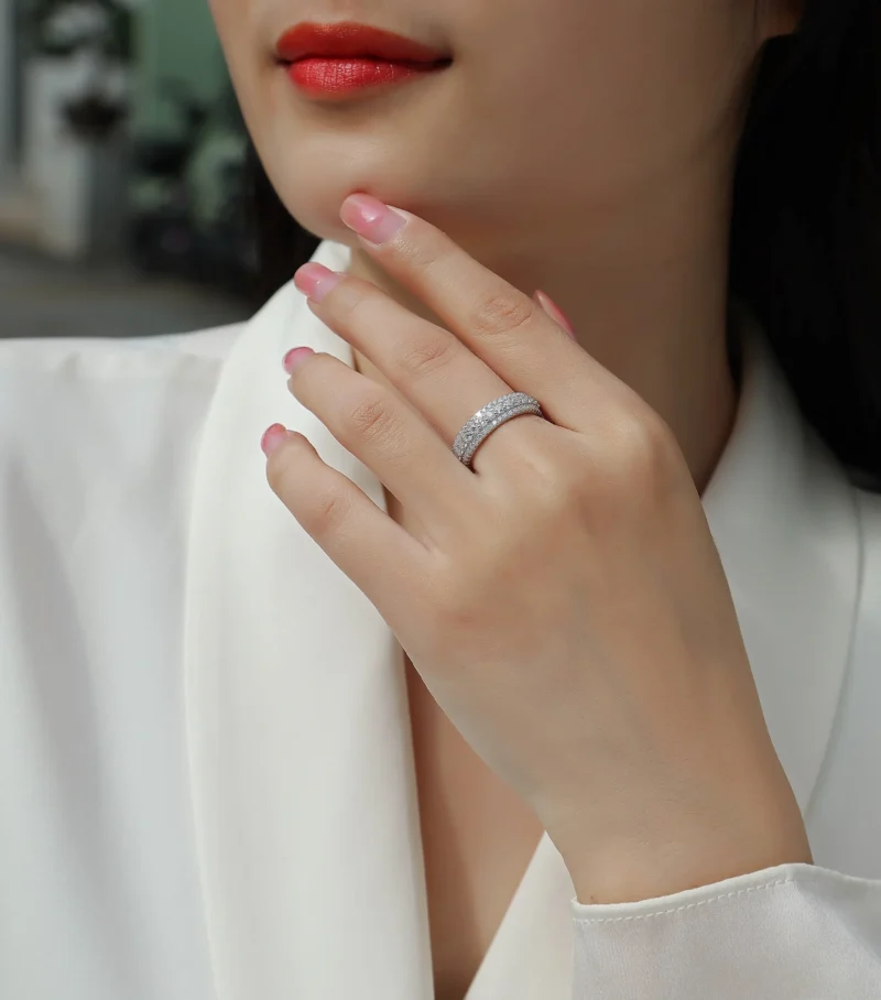 New Design Jewelry Ladies Brilliant Cut Diamond Eternity Wedding Band In Platinum 925 Sterling Silver Ring MYR13251 - Image 2