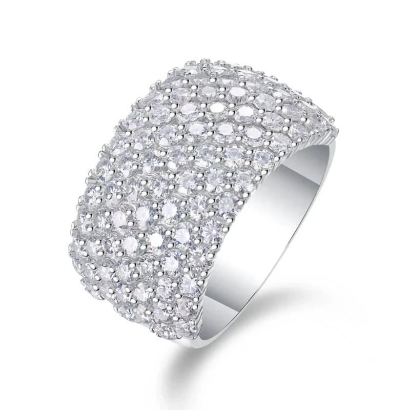 S925 Sterling Silver Shiny Full Diamond Engagement Ring Luxury Fashion Jewelry Eternal Diamond Surface Silver Ring MYR13688
