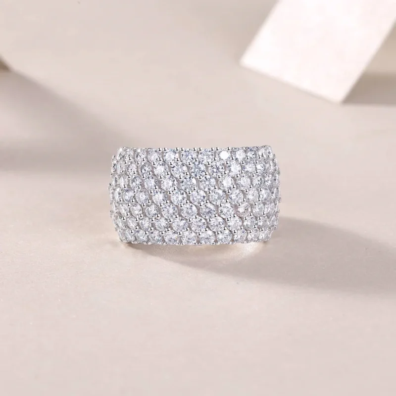 S925 Sterling Silver Shiny Full Diamond Engagement Ring Luxury Fashion Jewelry Eternal Diamond Surface Silver Ring MYR13688 - Image 3