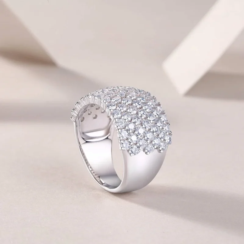 S925 Sterling Silver Shiny Full Diamond Engagement Ring Luxury Fashion Jewelry Eternal Diamond Surface Silver Ring MYR13688 - Image 2