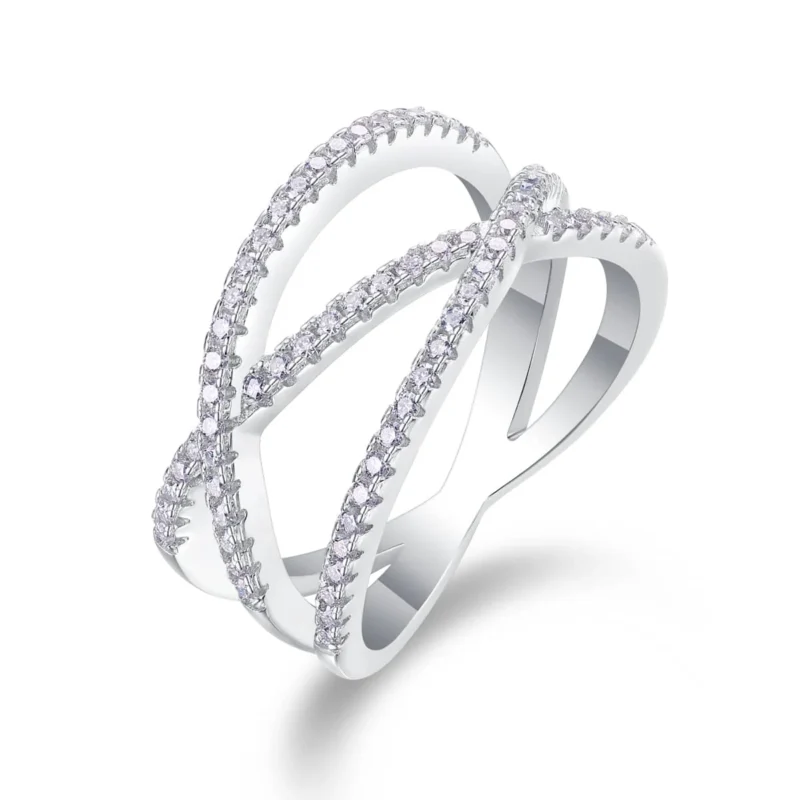 Double Criss Cross Ring 925 Sterling Silver Infinity X Ring Eternity Wedding Band Rings for Women Moissanite Diamond Women Rings MYR13689