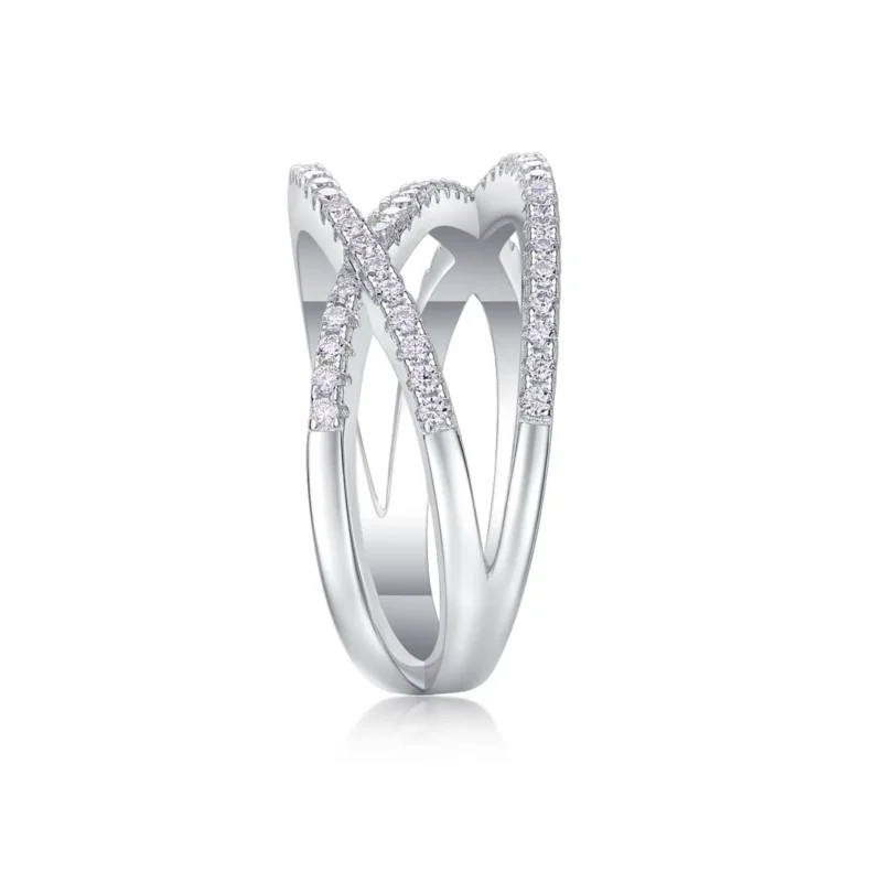 Double Criss Cross Ring 925 Sterling Silver Infinity X Ring Eternity Wedding Band Rings for Women Moissanite Diamond Women Rings MYR13689 - Image 5
