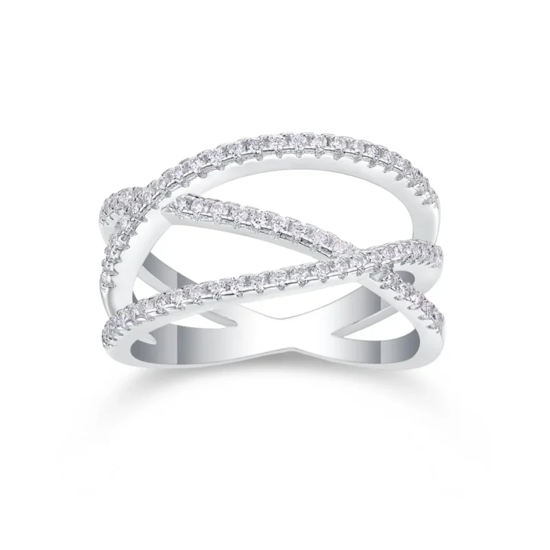 Double Criss Cross Ring 925 Sterling Silver Infinity X Ring Eternity Wedding Band Rings for Women Moissanite Diamond Women Rings MYR13689 - Image 4