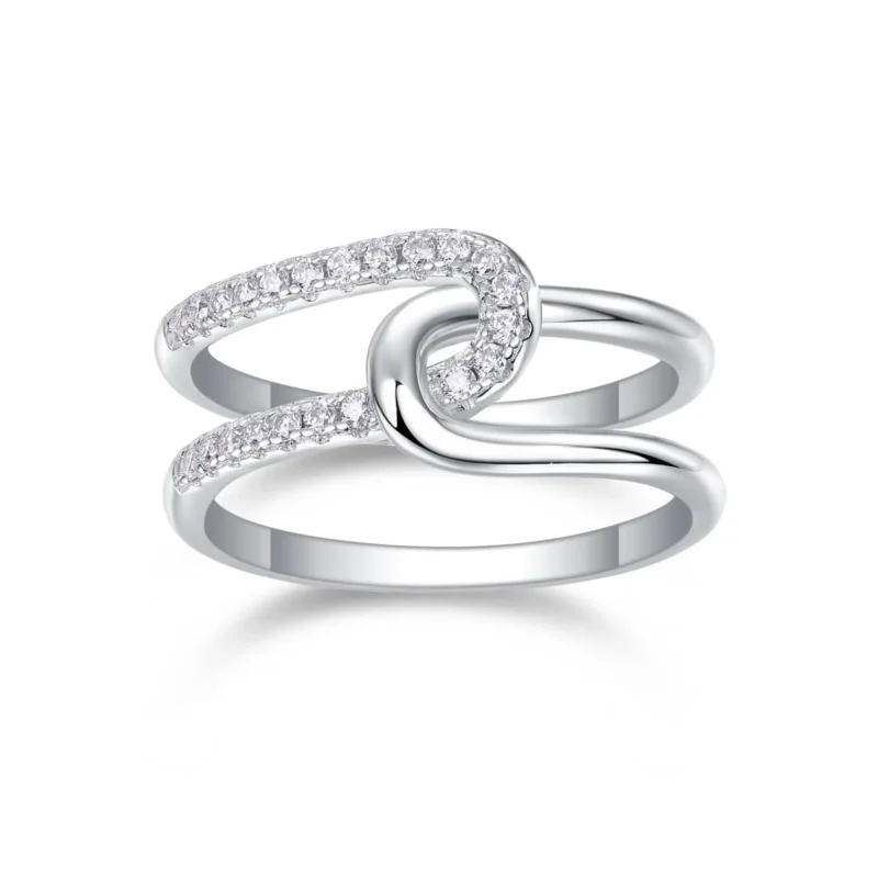 Rings Teen Girls Silver Silver Hollow Interlocking Design Engagement Ring for WomanMoissanite Diamond Engagement Ring MYR13687 - Image 4