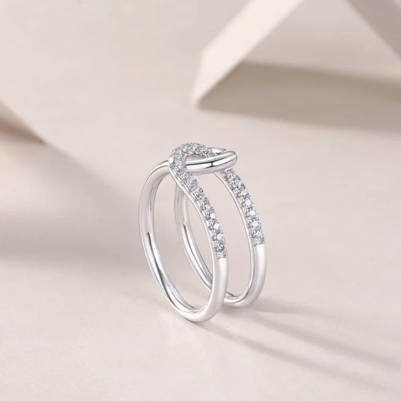 Rings Teen Girls Silver Silver Hollow Interlocking Design Engagement Ring for WomanMoissanite Diamond Engagement Ring MYR13687 - Image 2