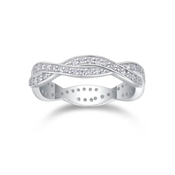 Criss Cross Knot Eternity Wedding Ring Sterling Silver Band 925 Jewelry Female Moissanite Diamond Engagement Ring MYR13690 - Image 4