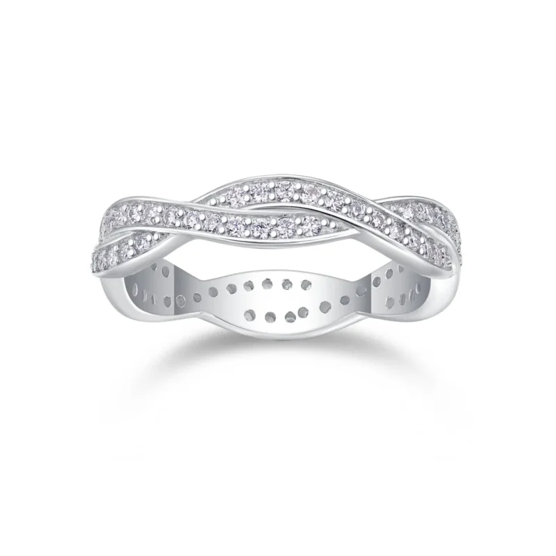 Criss Cross Knot Eternity Wedding Ring Sterling Silver Band 925 Jewelry Female Moissanite Diamond Engagement Ring MYR13690 - Image 4