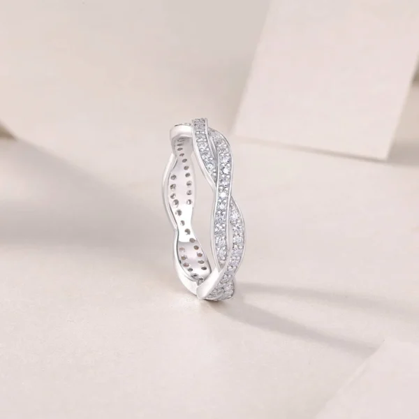 Criss Cross Knot Eternity Wedding Ring Sterling Silver Band 925 Jewelry Female Moissanite Diamond Engagement Ring MYR13690 - Image 3