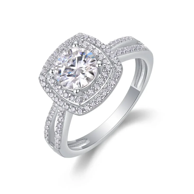 925 Sterling Silver Moissanite 1-3CT Rings for Women,18K White Gold Plated Silver,D Color VVS1 Ideal Cut Women Ring MYR13332-6.5