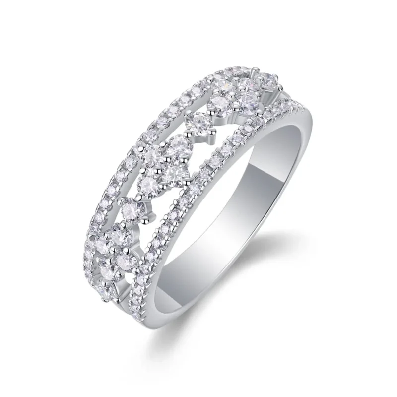 Wholesale Fine Jewelry First Light Diamond Princess & Round-Cut Three-Row Anniversary Ring 1 ct S925 Sterling Silver Rings MYR13320
