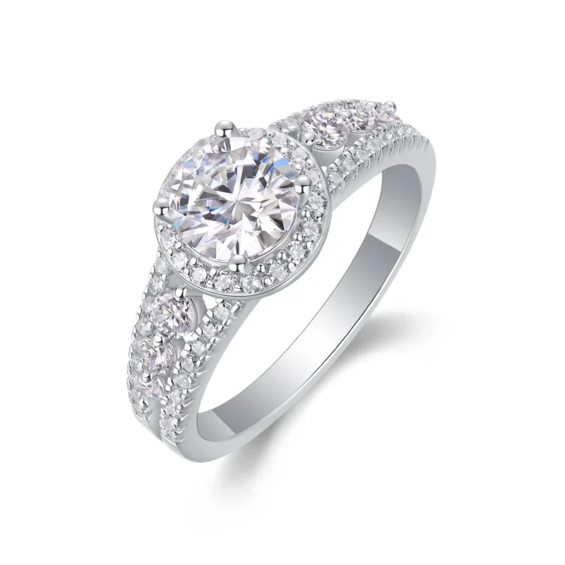 Custom Wholesale The Royal Duchess Diamond Engagement Ring in K White Gold Round Cut Natural Diamonds S925 Sterling Silver Round Brilliant Ring MYR13331-6.5 - Image 6