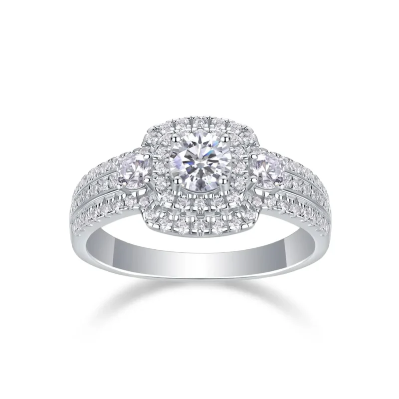 Luxury Jewelry Wholesale 1CT Moissanite Engagement Rings For Women, 925 Sterling Silver Halo Wedding Bands Promise 925 Sterling Silver Rings MYR13431-5.0 - Image 6