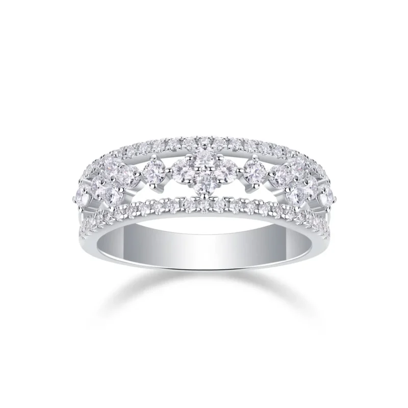 Wholesale Fine Jewelry First Light Diamond Princess & Round-Cut Three-Row Anniversary Ring 1 ct S925 Sterling Silver Rings MYR13320 - Image 6