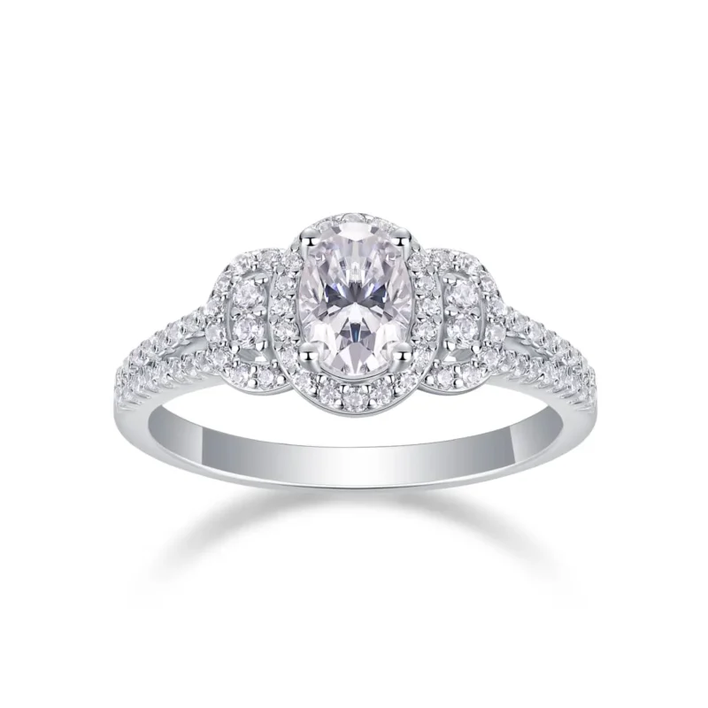 1 CT Fine Jewelry S925 Sterling Silver Round Cut Engagement Ring Moissanite Wedding Band Hidden Halo Ring D Color Diamond Ring MYR13360 - Image 6