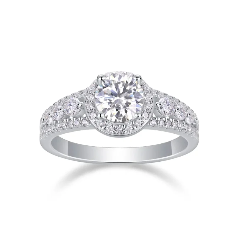 Custom Wholesale The Royal Duchess Diamond Engagement Ring in K White Gold Round Cut Natural Diamonds S925 Sterling Silver Round Brilliant Ring MYR13331-6.5