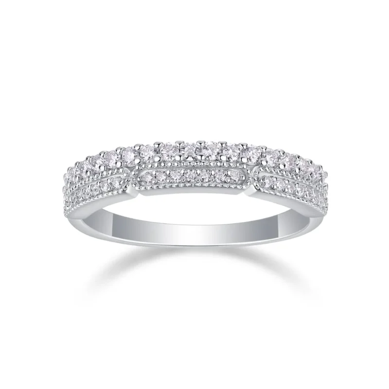 Fine Jewelry Rings 925 Sterling Silver K Gold Round White Diamond Ladies Bridal Anniversary Band Stackable Ring Moissanite Ring MYR13377