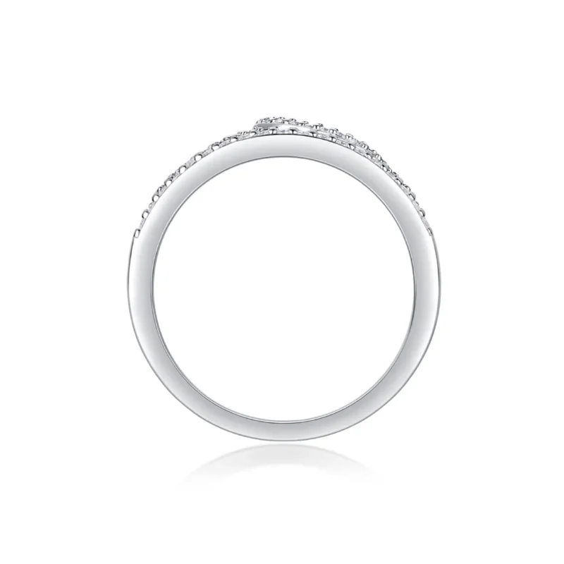 S925 Sterling Silver Wedding Half Pavé Moissanite Princess S925 Silver Plated with 18K White Gold Engagement Ring MYR13330 - Image 5