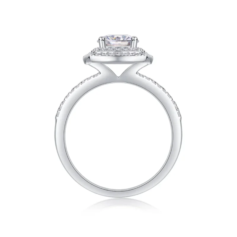 Jewelry 925 Sterling Engagement Ring for Women Band Promise Rings Luxury Halo 4 Prong 1ct Round Moissanite Created Diamond Silver Ring MYR13362-6.5 - Image 5