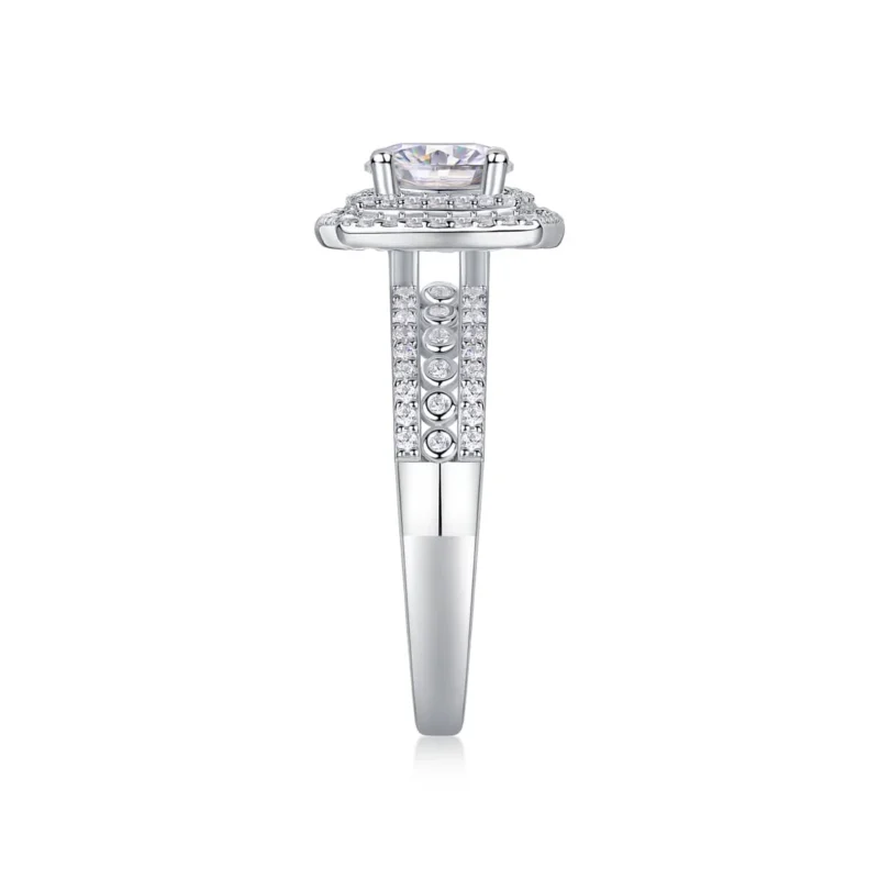 Jewelry 925 Sterling Engagement Ring for Women Band Promise Rings Luxury Halo 4 Prong 1ct Round Moissanite Created Diamond Silver Ring MYR13362-6.5 - Image 4