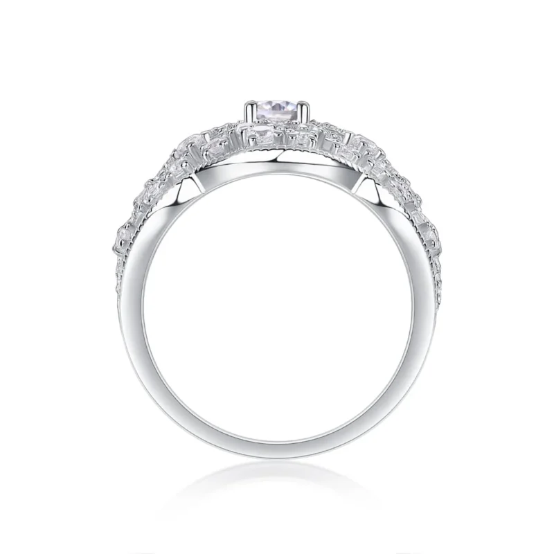 Luxury Sterling Silver 925 Pear-Shaped Diamond Ring with Lace Design Carat Total Diamond Weight Women Ring MYR13426 - Image 5