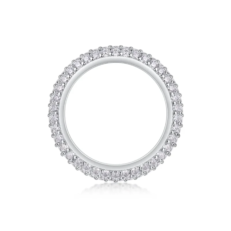 925 Sterling Silver Sterling Silver White, Rose, Yellow, Black 3 Row Pave Eternity Band Rings Wedding Rings MYR13410 - Image 5