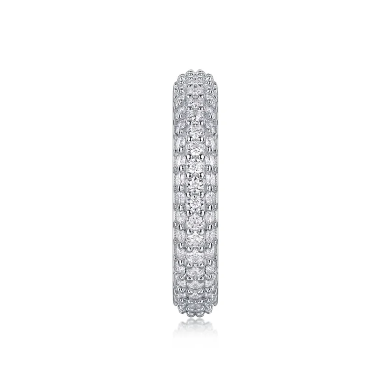 925 Sterling Silver Sterling Silver White, Rose, Yellow, Black 3 Row Pave Eternity Band Rings Wedding Rings MYR13410 - Image 4