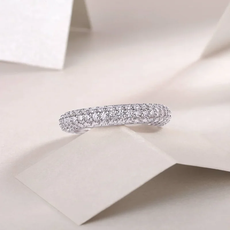 925 Sterling Silver Sterling Silver White, Rose, Yellow, Black 3 Row Pave Eternity Band Rings Wedding Rings MYR13410 - Image 2