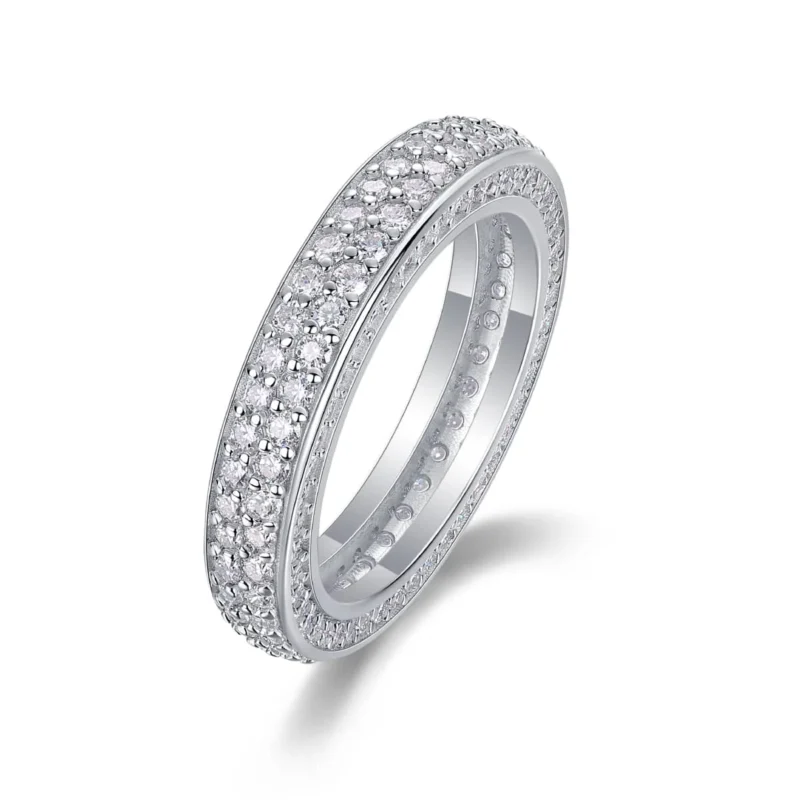 925 Silver Ring Round Shape White Eternity Anniversary Band Ring in 14k Solid Gold Jewelry Iced Out MYR13409