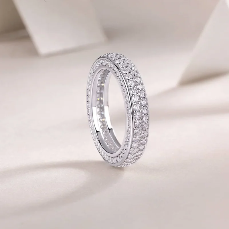 925 Silver Ring Round Shape White Eternity Anniversary Band Ring in 14k Solid Gold Jewelry Iced Out MYR13409 - Image 2