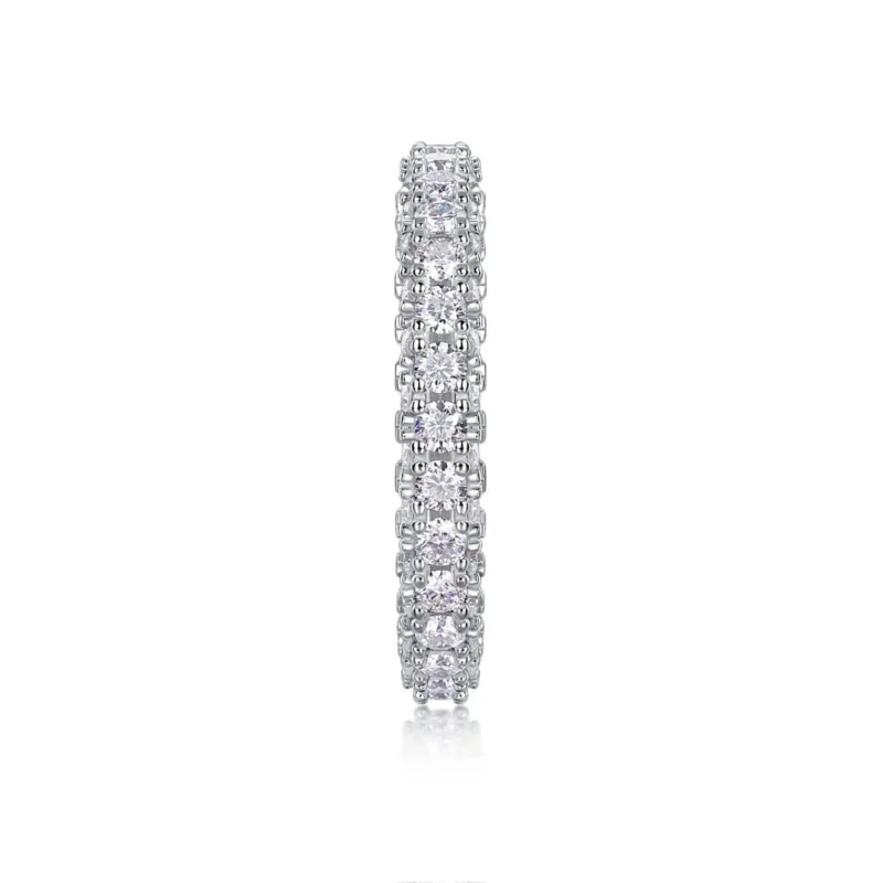 Wedding VVS Moissanite Wedding Band Ring Round Cut Sterling Silver Moissanite Eternity Ring Anniversary Engagement Stackable Rings MYR13411 - Image 4