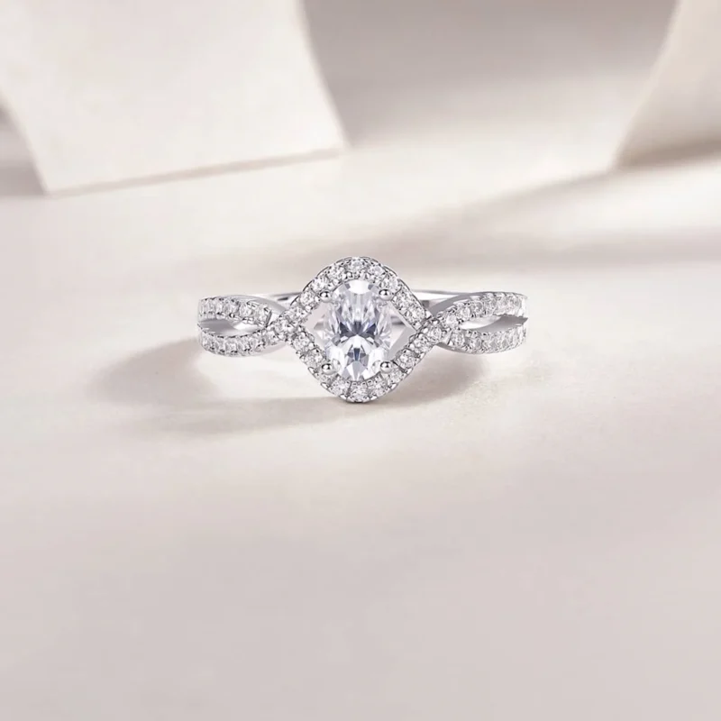 925 Sterling Silver 5.5 Carat Lab Grown Diamond Twisting Curving Pear Cut Diamond Engagement Ring Women Wedding Engagement Rings MYR13418 - Image 3