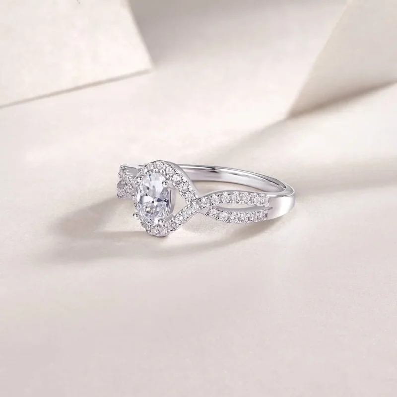 925 Sterling Silver 5.5 Carat Lab Grown Diamond Twisting Curving Pear Cut Diamond Engagement Ring Women Wedding Engagement Rings MYR13418 - Image 2