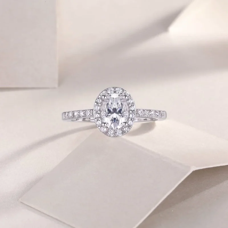 Oval Gemstone Diamond Co Oval Shape Halo 925 Sterling Silver Ring Design Diamond S925 Silver Ring MYR13340 - Image 3