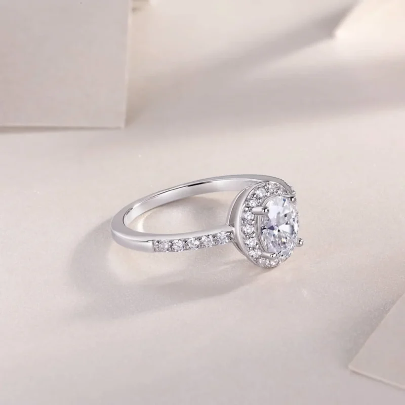 Oval Gemstone Diamond Co Oval Shape Halo 925 Sterling Silver Ring Design Diamond S925 Silver Ring MYR13340 - Image 2