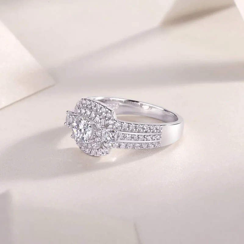 Luxury Jewelry Wholesale 1CT Moissanite Engagement Rings For Women, 925 Sterling Silver Halo Wedding Bands Promise 925 Sterling Silver Rings MYR13431-5.0 - Image 2