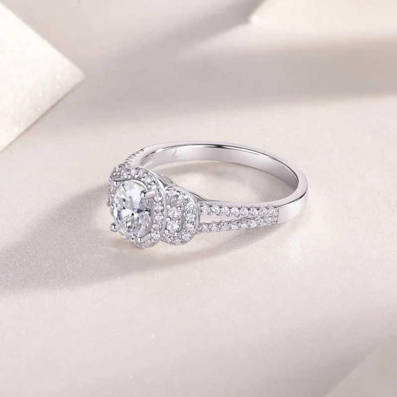 1 CT Fine Jewelry S925 Sterling Silver Round Cut Engagement Ring Moissanite Wedding Band Hidden Halo Ring D Color Diamond Ring MYR13360 - Image 3