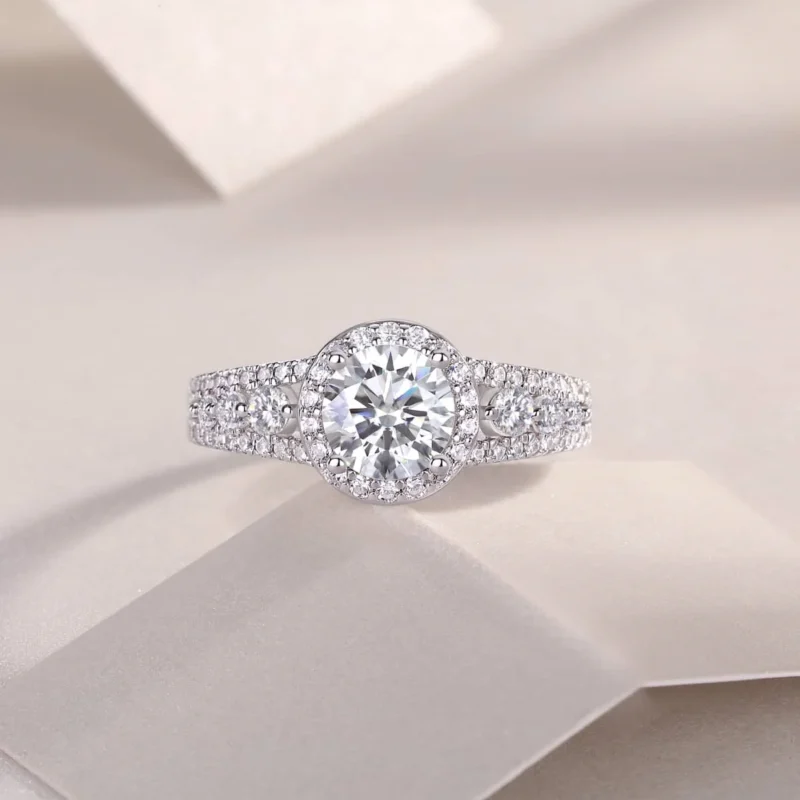 Custom Wholesale The Royal Duchess Diamond Engagement Ring in K White Gold Round Cut Natural Diamonds S925 Sterling Silver Round Brilliant Ring MYR13331-6.5 - Image 3