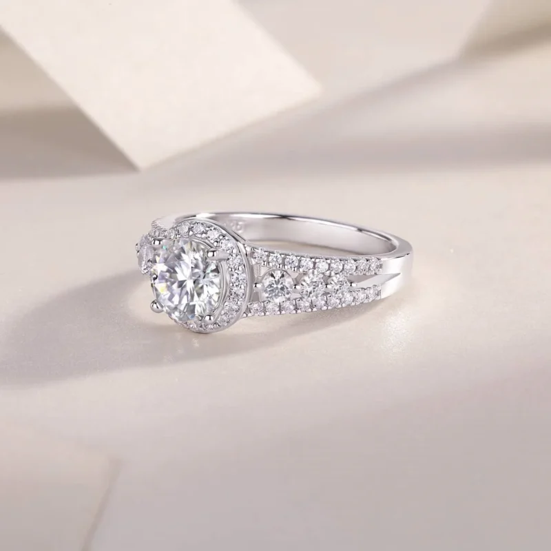 Custom Wholesale The Royal Duchess Diamond Engagement Ring in K White Gold Round Cut Natural Diamonds S925 Sterling Silver Round Brilliant Ring MYR13331-6.5 - Image 2