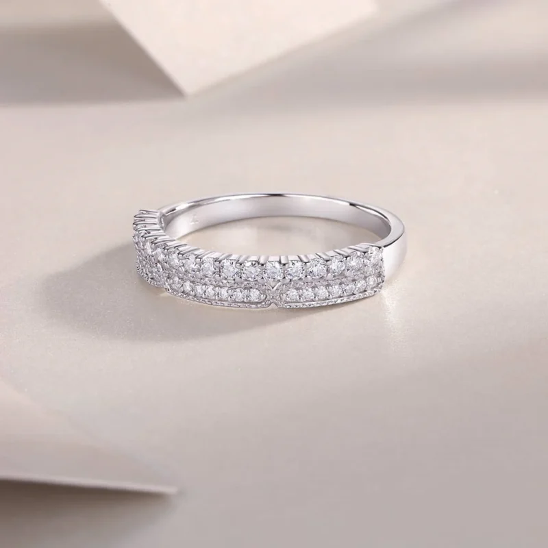 Fine Jewelry Rings 925 Sterling Silver K Gold Round White Diamond Ladies Bridal Anniversary Band Stackable Ring Moissanite Ring MYR13377 - Image 2