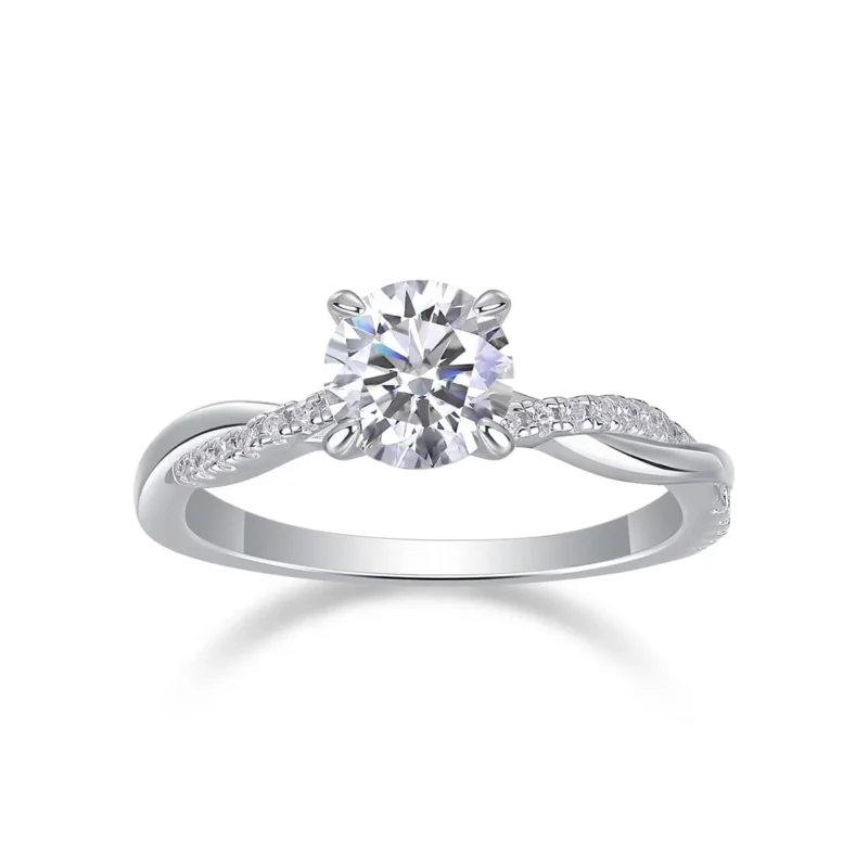 Wedding Rings Matching, Real 925 Sterling Silver Rings 1CT D Color Round 4 Claws Moissanite Channel for Women Prom Rings MYR13469-6.5 - Image 2